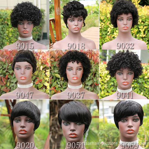 Free sample short bob cut wig remy brazilian hair pixie cut wig human hair short curly wigs